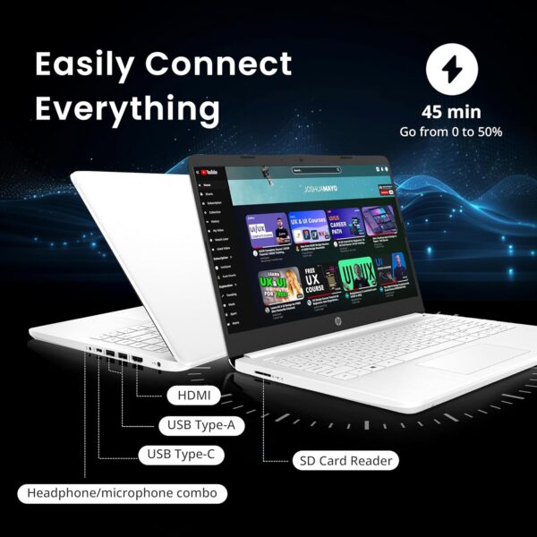 HP Flagship 14" HD Laptop with 1 Year Office 365 | 16GB RAM | 1.22TB Storage(64GB EMMC & 160GB Docking Station Set & 1TB Cloud Storage) | Intel 4-Core Processor | Webcam | Win 11s | White - Image 8
