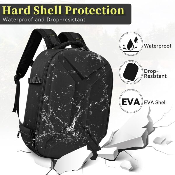 TORIBIO Hardshell Camera Backpack, DSLR/SLR/Mirrorless Photography Camera Bag, Waterproof Camera Case with Tripod Holder & Laptop Compartment Compatible with Canon/Nikon/Sony, Black - Image 5