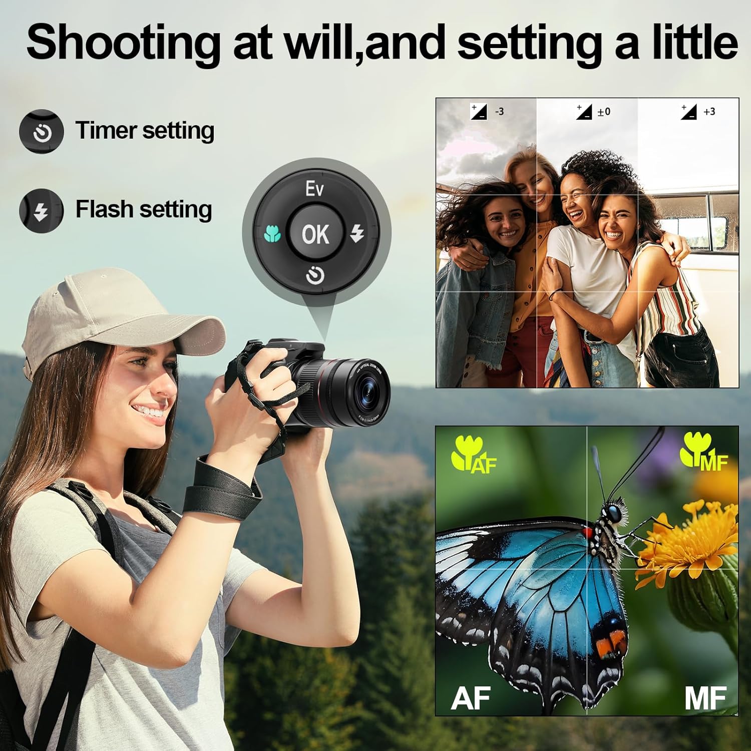 64MP Digital Camera for Photography,12 x Optical Zoom Bridge Cameras with Macro,4K vlogging Camera for YouTube,Auto Focus,Camera Straps,2 battries and 32 SD Card - Image 5