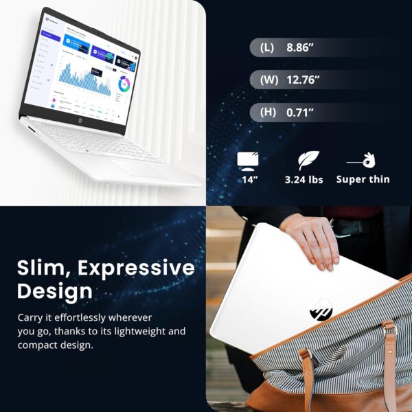 HP Flagship 14" HD Laptop with 1 Year Office 365 | 16GB RAM | 1.22TB Storage(64GB EMMC & 160GB Docking Station Set & 1TB Cloud Storage) | Intel 4-Core Processor | Webcam | Win 11s | White - Image 7