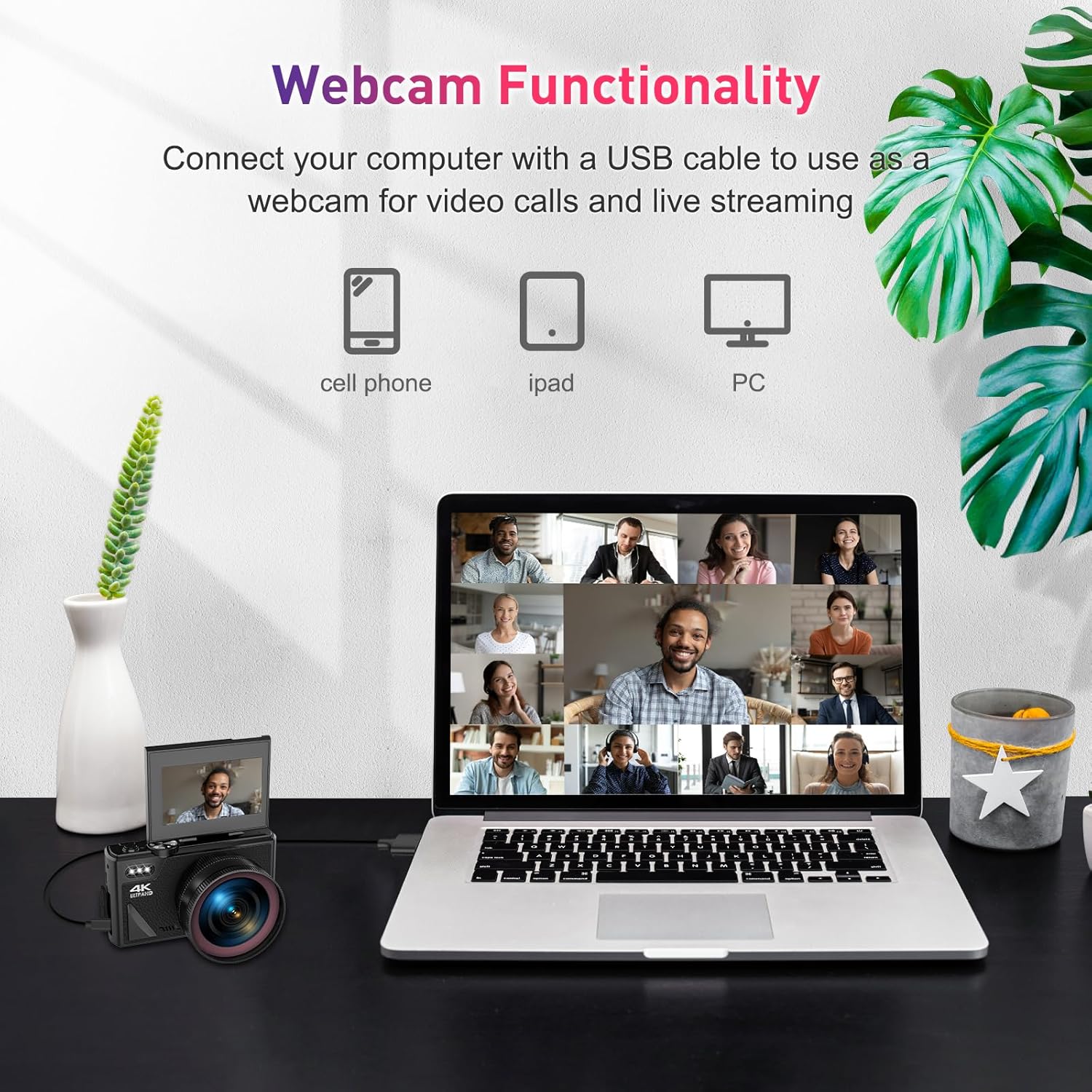 4K Digital Camera for Photography, WiFi Autofocus 64MP Vlogging Camera for YouTube with Super Wide-Angle & Macro Lens, 3" 180° Flip Screen, Video Compact Travel Camera for Beginner, Black - Image 8