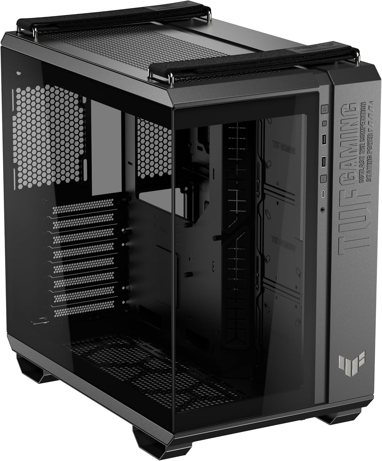 ASUS TUF Gaming GT502 Horizon ATX Mid-Tower Gaming Case (Boundless Panoramic Design, Dual-Chamber, Independent CPU and GPU Cooling Zones, Tool-Free Side Panels, USB 10 Gbps Type-C® Front Panel) - Image 9