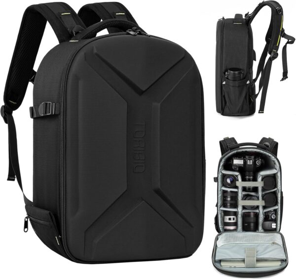TORIBIO Hardshell Camera Backpack, DSLR/SLR/Mirrorless Photography Camera Bag, Waterproof Camera Case with Tripod Holder & Laptop Compartment Compatible with Canon/Nikon/Sony, Black - Image 9