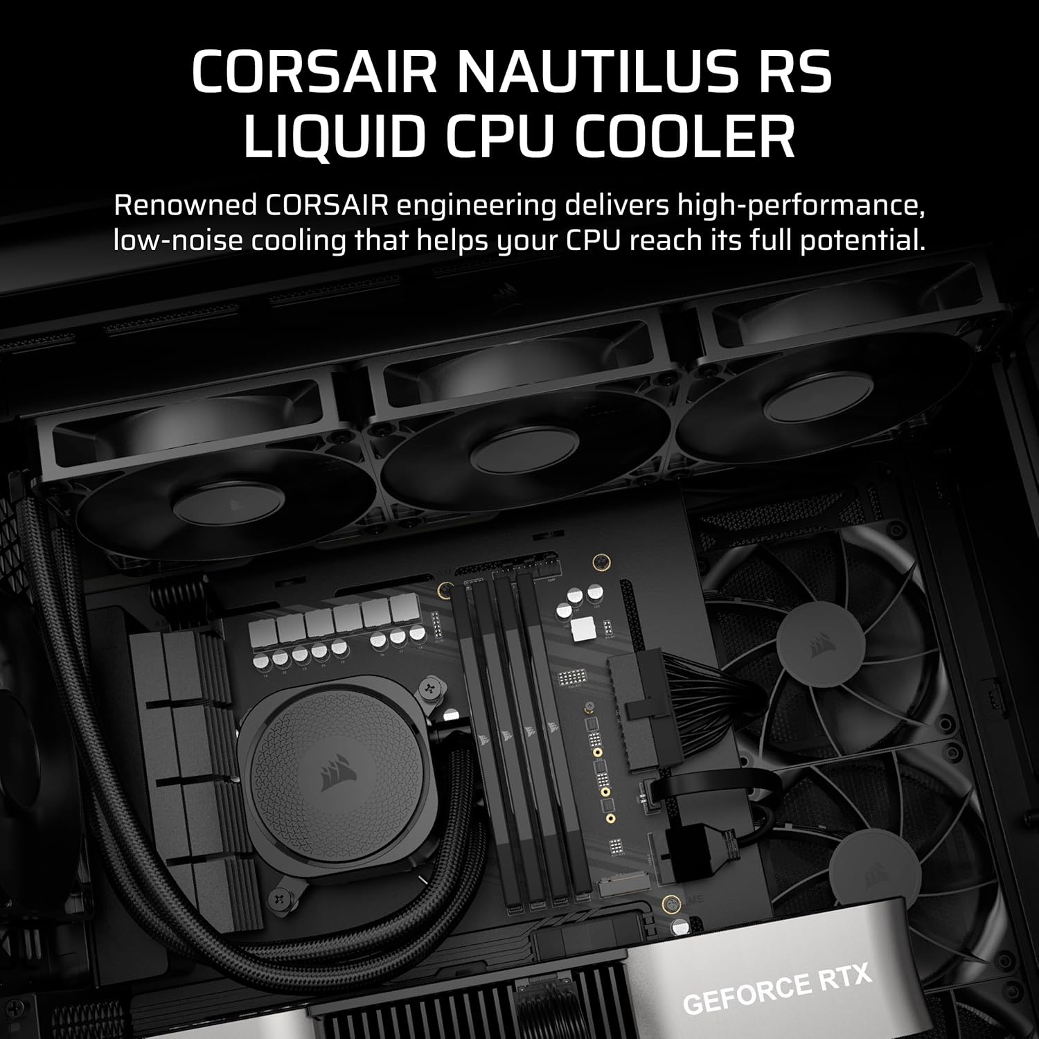 CORSAIR Nautilus 360 RS Liquid CPU Cooler – 360mm AIO – Low-Noise – Direct Motherboard Connection – Daisy-Chain – Intel LGA 1851/1700, AMD AM5/AM4 – 3X RS120 Fans Included – Black - Image 2