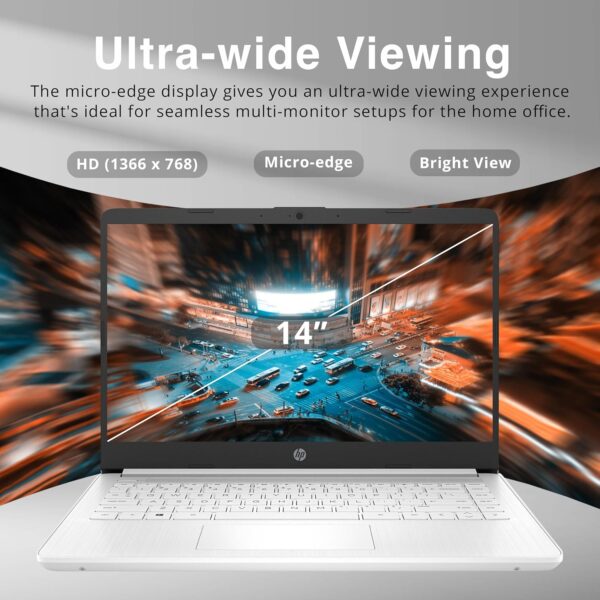 HP Stream 14" HD Lightweight Laptop, Intel Celeron N4120, 16GB RAM, 224GB Storage(64GB eMMC + 160GB Docking Station), Intel UHD Graphics, HD Webcam, 1 Year Office 365, WiFi, Bluetooth, Win 11s, White - Image 5