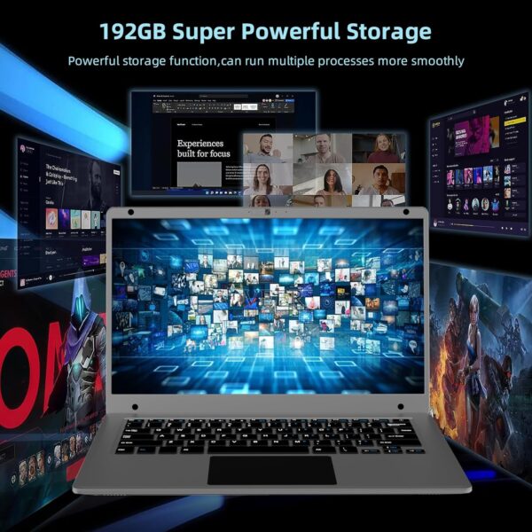 Morostron 14.1 inch Laptop Computer,Celeron Quad-Core Up to 2.2 GHz,4GB RAM and 192GB SSD,Win11 Laptop Computers with FHD IPS,Slim and Lightweight Notebook,Work and Students laptops,Gray,WPS - Image 4