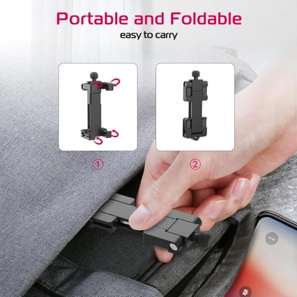 ULANZI ST-03 Metal Smart Phone Tripod Mount with Cold Shoe Mount and Arca-Style Quick Release Plate for iPhone Xs Xs Max X 8 7 Plus Samsung,Cell Phone Tripod Holder Clip Adapter for Joby GorillaPod - Image 4