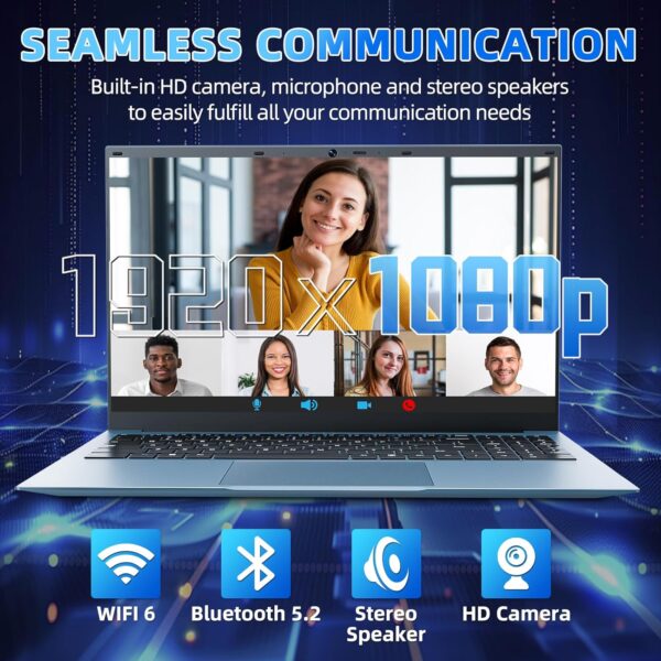 15.6 Inch Laptops, Windows 11 Laptop with 36GB RAM 128GB EMMC 2048GB SSD, Celeron N5095 Quad-Core, WiFi 6, 180° Open Angle, HDMI, Type-C, 7000mAh Battery, USB 3.2 * 3, Portable Notebook - Image 5