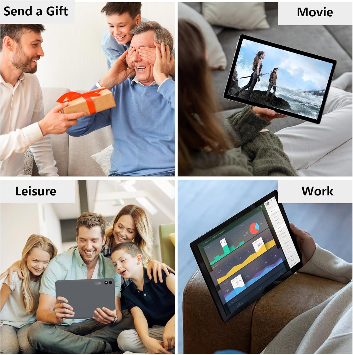 Android 14 Tablet 10.1 inch Tablet 2024 Latest Tablet with Keyboard Mouse 10GB+64GB 1TB Expand 6000mAh Octa-Core Processor Dual Camera WiFi 1280x800 IPS 18W Fast Charging(Black) - Image 7