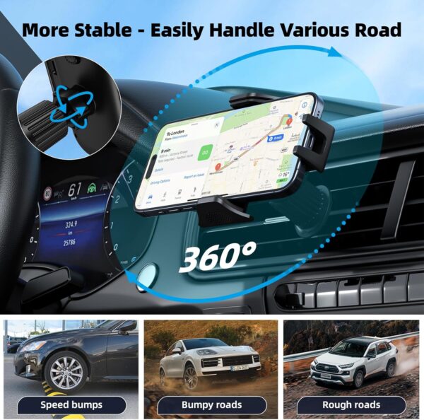 Universal Car Phone Holder Mount for Your Car Windshield Dashboard Air Vent, Car Mount Cell Phone Holder Desk Stand with Suction Cup Base and Telescopic Arm for iPhone Smartphones Cellphone - Image 7