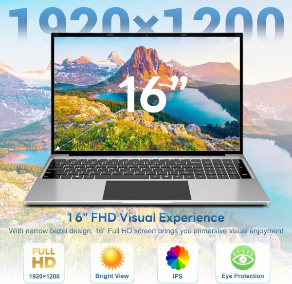 jumper Laptop Computer with 16 Inch FHD 1200P Display, 16GB RAM 1152GB Storage, Laptops with N95 CPU, 38WH Battery, 2 Speakers, HDMI, 2.4G+5G WiFi. - Image 4