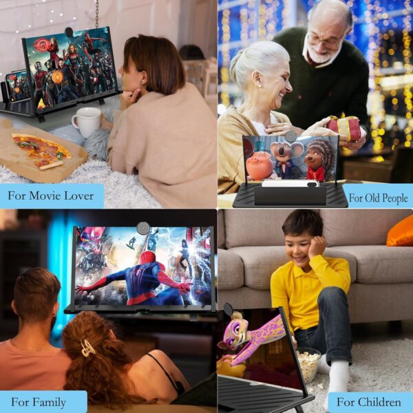 20" Screen Magnifier for Cell Phone,Mobile Phone 3D Magnifier, Screen Expanders for Movies, Videos, and Gaming, Foldable Phone Stand with Screen Amplifier Compatible with All Smartphones(Black) - Image 7