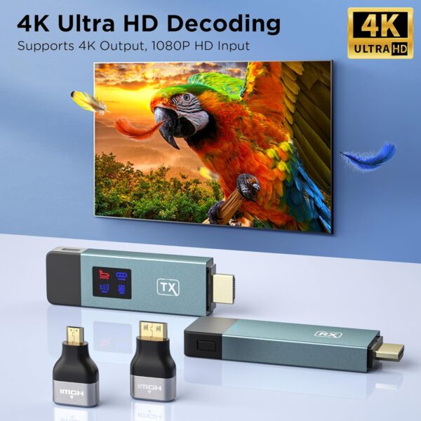 Wireless Hdmi Transmitter and Receiver, Wireless HD Extender Plug & Play Portable 2.4G/5G with LED Screen Wireless Hdmi Kit for Streaming Video and Audio to Monitor from Laptop/Pc/Tv Box/Projector - Image 6