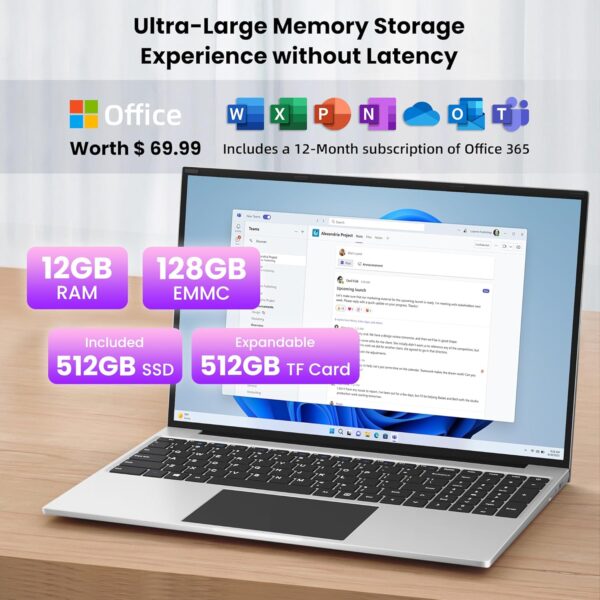 jumper 16 Inch Laptop Computer, 12GB RAM 640GB Storage, 5305U Processor, 1200p IPS FHD Display, WiFi-5, USB-A&C, HDMI, 38Wh Battery, Cooling System. - Image 2