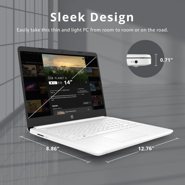 HP Stream 14" HD Lightweight Laptop, Intel Celeron N4120, 16GB RAM, 224GB Storage(64GB eMMC + 160GB Docking Station), Intel UHD Graphics, HD Webcam, 1 Year Office 365, WiFi, Bluetooth, Win 11s, White - Image 8