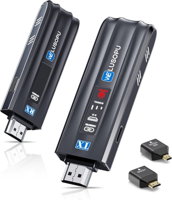 Wireless HDMI Transmitter and Receiver with LED Display, HDMI Wireless Extender 1080P@60Hz, 2.4/5G, 165FT Range for Laptop PC Camcorder TV Box to TV Monitor Projector for Home Church Office