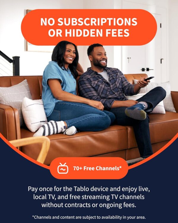 Tablo 4th Gen 2-Tuner Over-The-Air (OTA) DVR + 35-Mile Indoor TV Antenna - Watch, Pause & Record Live TV, News, Sports & Movies Throughout Your Home Over Wi-Fi - 50+ Hrs Recording - No Subscriptions - Image 3