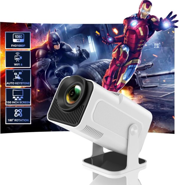 【Build-in Android TV 11.0】Mini Projector with WiFi and Bluetooth,180° Adjustable Portable Projector 1080P Support,150" 4K Smart Projector Auto Keystone Home Projector for HDMI/TV Stick/USB/PS5/Laptop