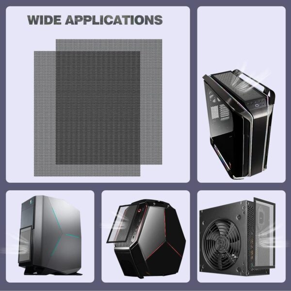 MoKo 400x300mm DIY PC Case Dust Mesh Filter, [2 Pack] PVC Dustproof Magnetic Dust Filter Cover, PC Mesh Grill with Magnetic Frame Strip Computer Cooler Fan Dust Filter for Computer PC Case, Black - Image 7