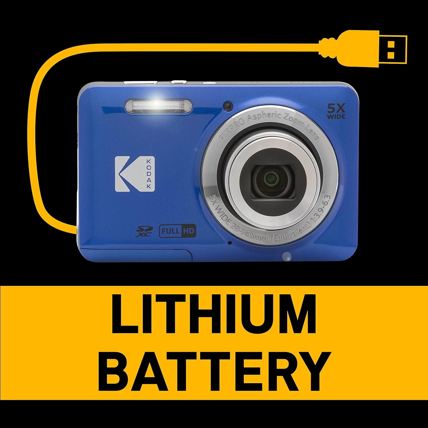 KODAK PIXPRO FZ55-BL 16MP Digital Camera 5X Optical Zoom 28mm Wide Angle 1080P Full HD Video 2.7" LCD Vlogging Camera (Blue) - Image 5