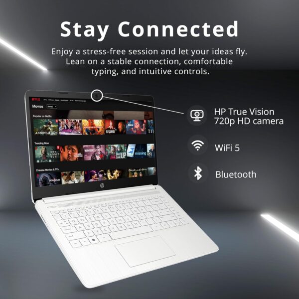 HP Stream 14" HD Lightweight Laptop, Intel Celeron N4120, 16GB RAM, 224GB Storage(64GB eMMC + 160GB Docking Station), Intel UHD Graphics, HD Webcam, 1 Year Office 365, WiFi, Bluetooth, Win 11s, White - Image 6
