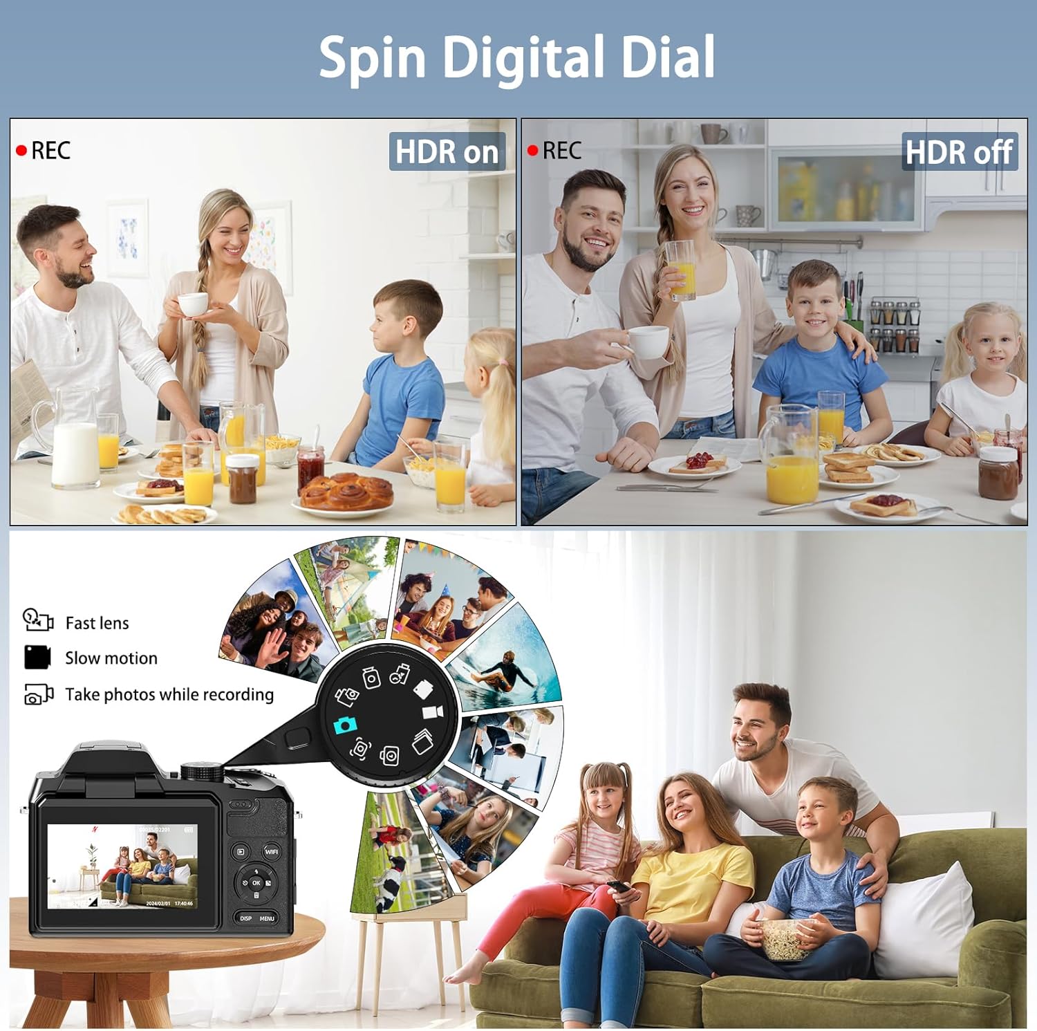 64MP 5K Digital Camera for Photography, Vlogging Cameras for YouTube with 3β Flip Screen,16X Digital Zoom, WiFi& Autofocus,2 Batteries, 32GB TF Card(S200,Black) - Image 6