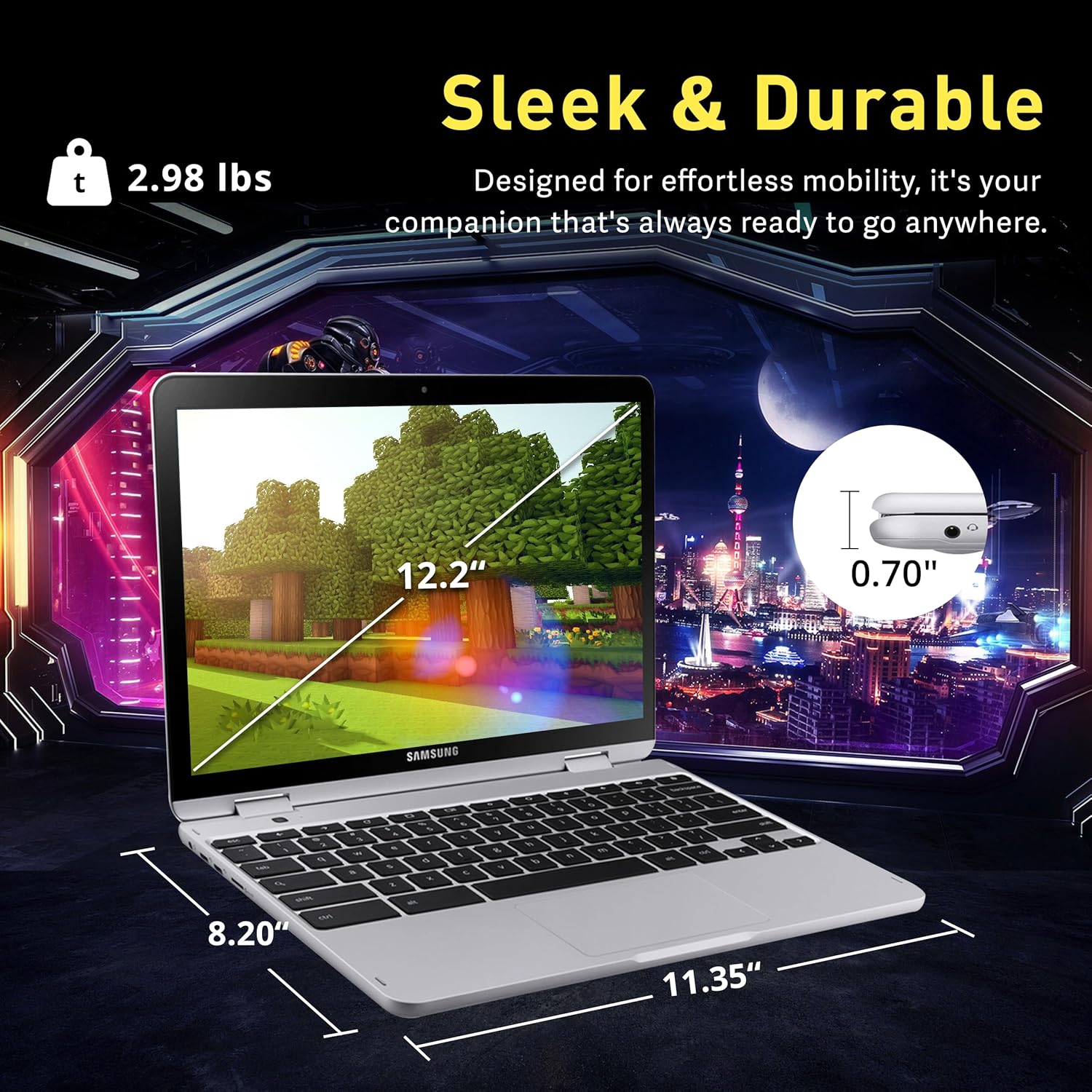 SAMSUNG 12.2" FHD 2-in-1 Touchscreen Chromebook Plus Laptop for Business&Students, Intel Dual-Core, 4GB RAM, 224GB Storage(64GB eMMC+160GB Docking Station Set), Stylus Pen, Wireless Mouse, Silver - Image 8
