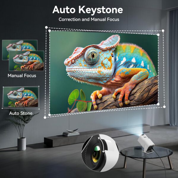 【Build-in Android TV 11.0】Mini Projector with WiFi and Bluetooth,180° Adjustable Portable Projector 1080P Support,150" 4K Smart Projector Auto Keystone Home Projector for HDMI/TV Stick/USB/PS5/Laptop - Image 5