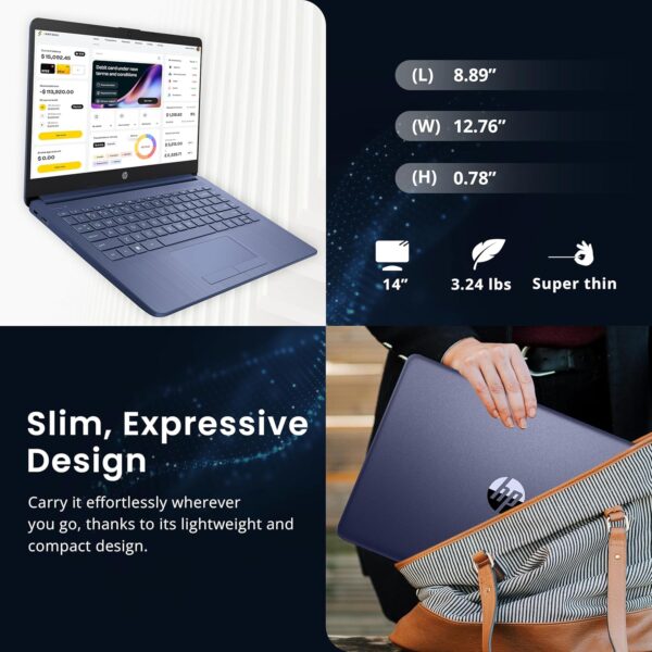 HP Flagship 14" HD Laptop with 1 Year Office 365 | 16GB RAM | 1.22TB Storage(64GB EMMC & 160GB Docking Station Set & 1TB Cloud Storage) | Intel 4-Core Processor | Webcam | Win 11s | Blue - Image 7