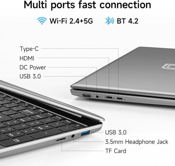 15.6 Inch Laptop with Office 365, 4GB RAM, 128GB Storage Expandable 1TB, 5205U Processor, HD Display, Windows 11 Laptops Computer, Wi-Fi 5, BT4.2, Numpad, Type-C, for Business and Students. - Image 8