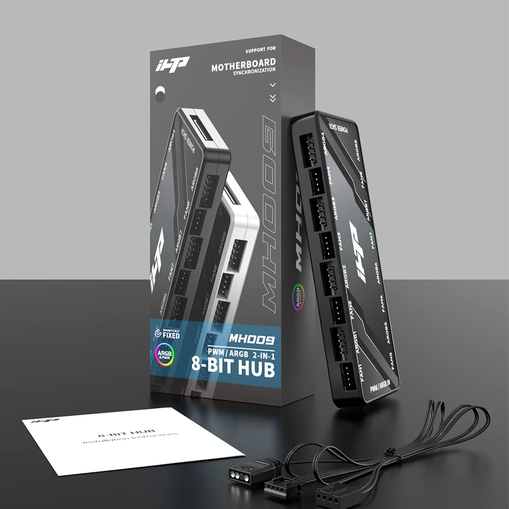 PC Fan Hub,5V3pin ARGB&12V4pin PWM 2in1 Total 16 Ports ARGB Fan Hub,SATA Power, Magnetic Base Greater Flexibility - Image 5