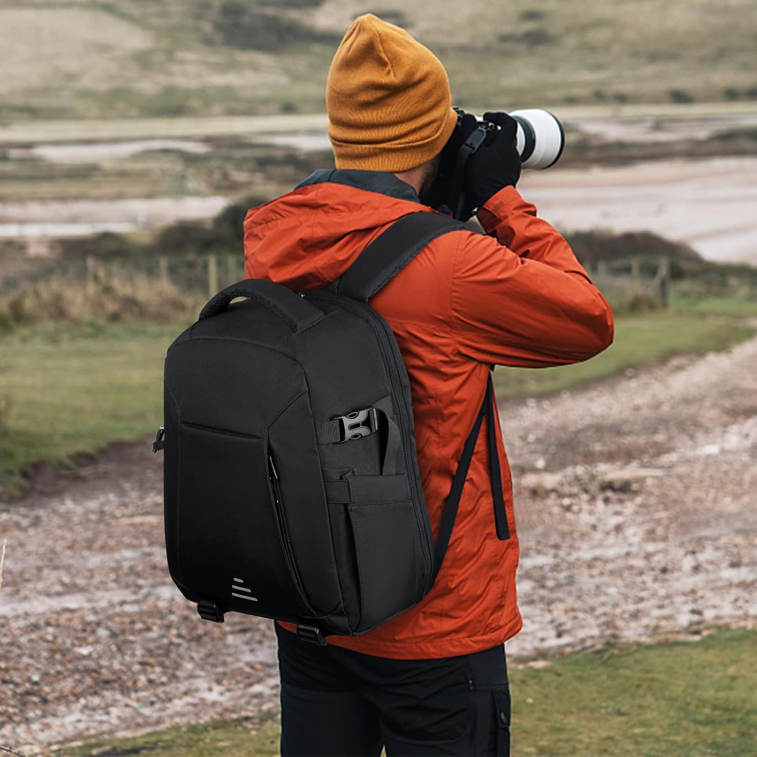 Lubardy Camera Bag Professional DSLR SLR Mirrorless Camera Backpack 14 Inch Waterproof Laptop Backpack Anti-Theft Camera Case with Rain Cover Large Capacity Photography Backpack for Men Women, Black - Image 9