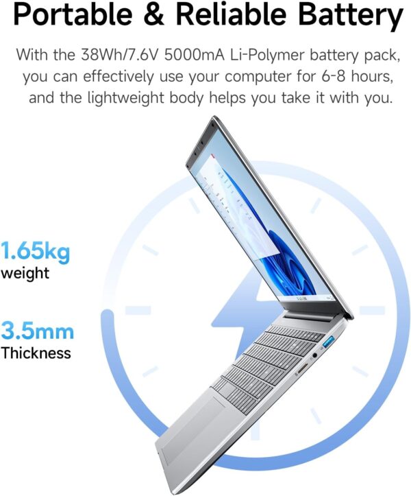 15.6 Inch Laptop with Office 365, 4GB RAM, 128GB Storage Expandable 1TB, 5205U Processor, HD Display, Windows 11 Laptops Computer, Wi-Fi 5, BT4.2, Numpad, Type-C, for Business and Students. - Image 6