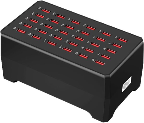 150W/30A,Multiple USB Charging Station，Compatible with Smartphones, Tablets, and Other USB Devices. (30 Port Charger Station-Black)