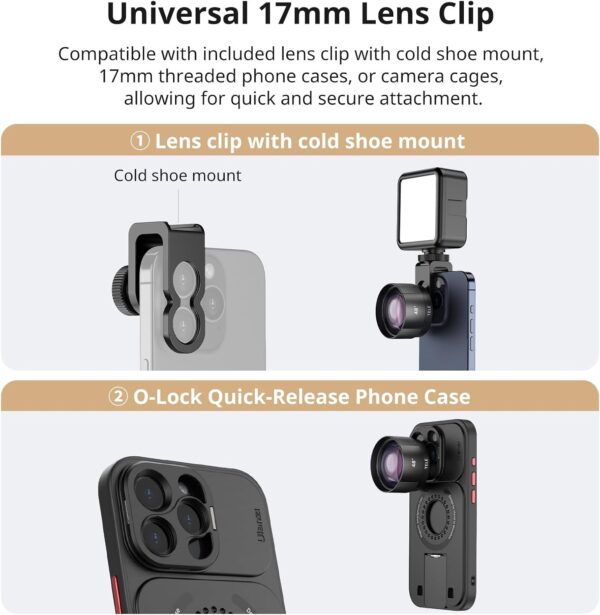 ULANZI CL-003 Phone Macro Lens, HD 75mm Phone Camera Lens for 17mm Thread, Compatible with iPhone Samsung Smartphone Cage Case with 17mm Adapter - Image 4