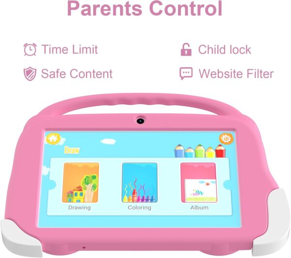 Kids Tablet, 8 inch Tablet, 4GB RAM 32GB ROM 512GB Expansion, Android 12 Kids BT, GMS, WiFi, Parental Control Mode, Beautiful Case Wear Resistant, Dual Camera, Education, Gaming. - Image 5