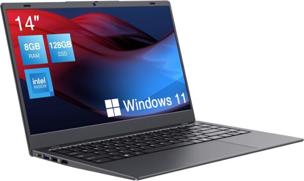 Laptop Computer, 8GB DDR4 RAM 128GB SSD, Intel Processor (Up to 2.9GHz), 14 Inch HD Display, Windows 11 Laptops Computers, 2.4G/5G WiFi and Bluetooth 4.2