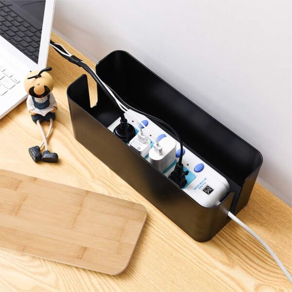 Cable Management Organizer Box Set, 3 Pack Bamboo Lid Cable Concealer Box with 23 PCS Wire Organized Clip Accessories, Great to Hide Surge Protector Desk Power Strips Cord for Office Home, TV (Black) - Image 8