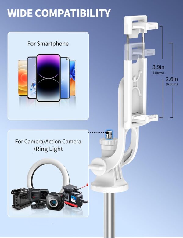71" Phone Tripod Selfie Stick Tripod, Smartphone Tripod Stand All-in-1 with Remote, Travel Tripod for iPhone, Extendable Cell Phone Tripod for Selfie/Video Recording/Photo/Live Stream/Vlog - Image 6
