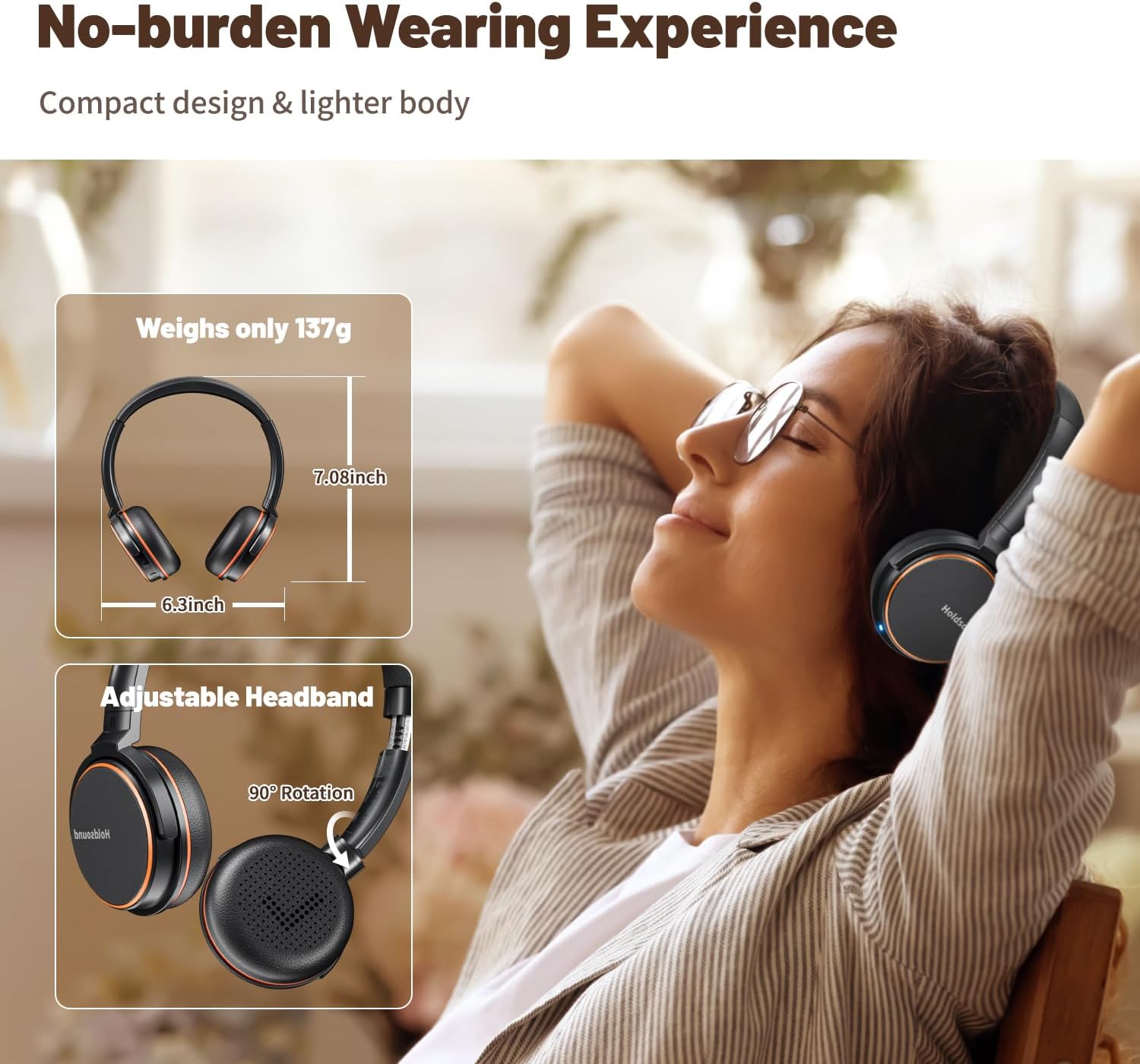 Wireless Headphones for TV Watching -BKM600 Wireless TV Headphones with Bluetooth USB Transmitter(Optical, AUX, RCA and USB Output), Plug and Play, Enhanced Volume, Gift for the Seniors/Parents,Orange - Image 7