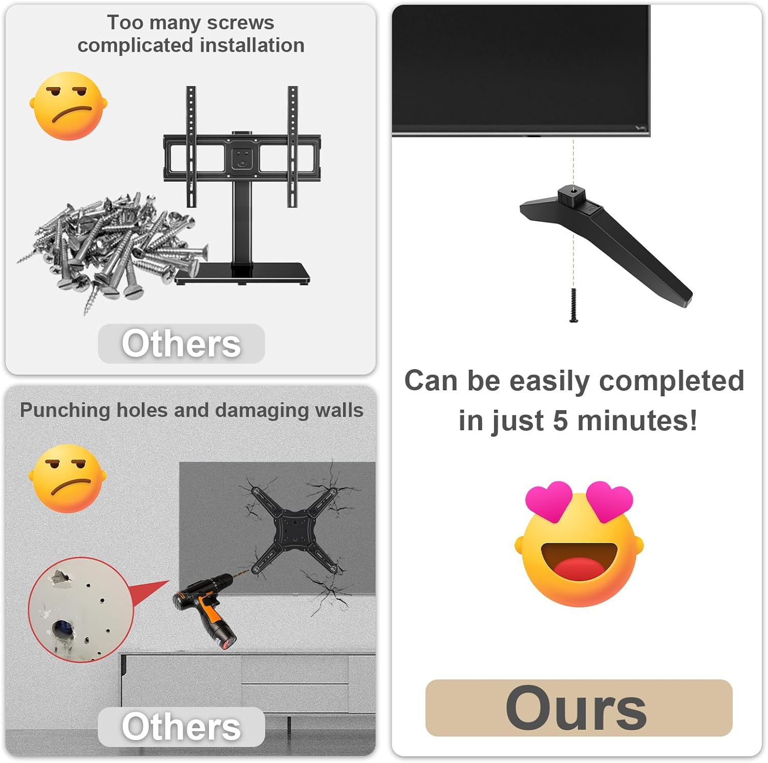 TV Legs for LG 43in TV UK Series,Compatible with LG TV Stand Replacement Base 43UK6200 43UK6090 43UK6200PUA 43UK6200PLA 43UK6090PUA 43UK6500PLA 43UK6500LLA 43UK6500MLA 43UK6500AUA with Screws - Image 4