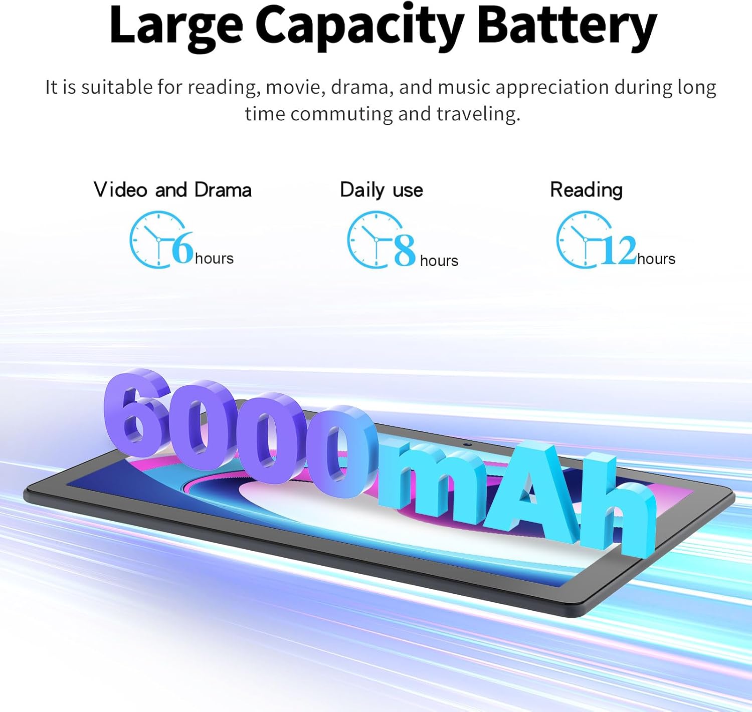 PRITOM 10 inch Tablet Android 13, Tablet with Case, 64GB, 512GB Expand, Quad-Core, 1280 * 800 HD IPS Screen, Dual Camera, Wi-Fi, Bluetooth, Black - Image 5