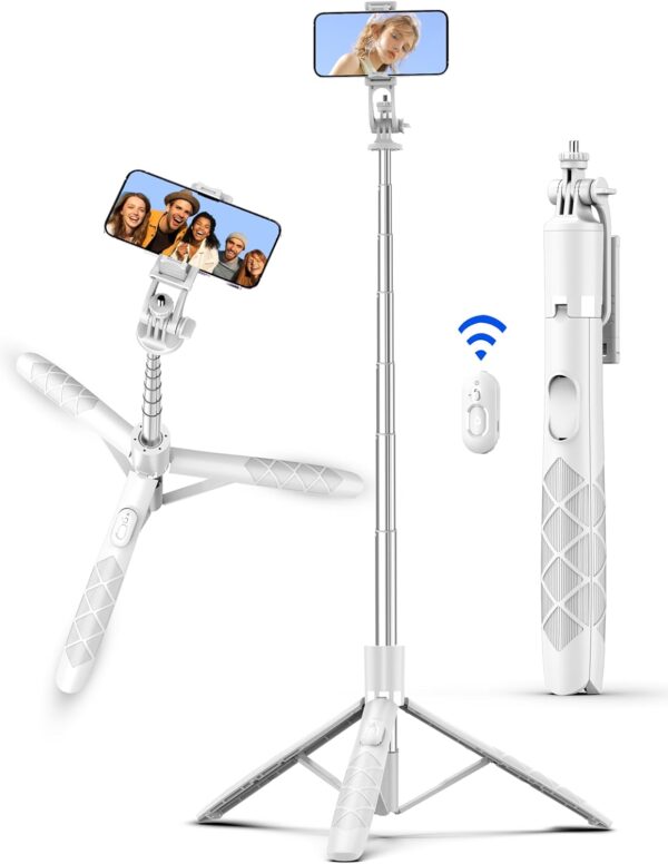 71" Phone Tripod Selfie Stick Tripod, Smartphone Tripod Stand All-in-1 with Remote, Travel Tripod for iPhone, Extendable Cell Phone Tripod for Selfie/Video Recording/Photo/Live Stream/Vlog