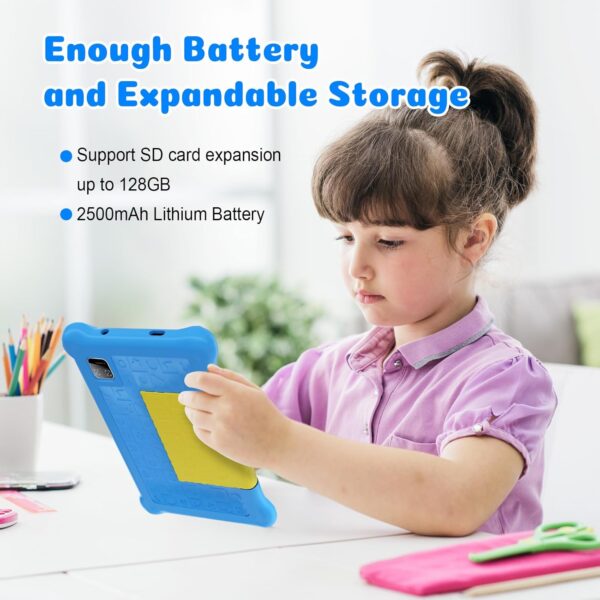 Kids Tablet 7 Inch, Android 13 Tablet for Kids Quad Core 5GB RAM 32GB ROM Quad Core, Dual Camera,WiFi, Parental Control Tablets with Kid-Proof Case for Girls and Boys (Blue) - Image 4