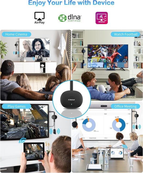 AT-Mizhi 4K/5G Wireless HDMI Display Dongle Adapter - Mirror Screen Display Adapter Stream Video/Audio from Phone/Pad/Mac/Android/Win Laptop to TV/Projector/Monitor, Support Miracast/Airplay/DLNA - Image 7