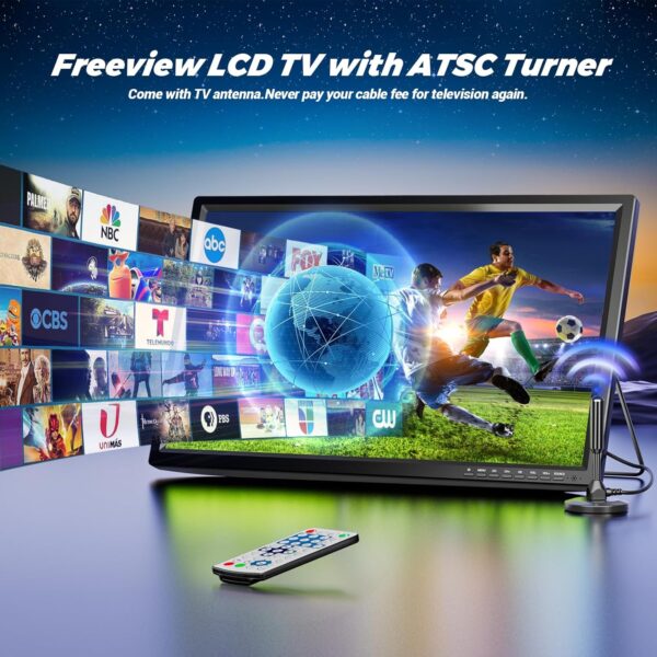 22-Inch HD Small TV with TV Antenna ATSC Turner Freeview for Home, Kitchen, RV & Office, 1080P Non-Smart TV or Monitor for Kitchen, Bedroom, RV - Image 3