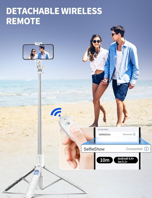 71" Phone Tripod Selfie Stick Tripod, Smartphone Tripod Stand All-in-1 with Remote, Travel Tripod for iPhone, Extendable Cell Phone Tripod for Selfie/Video Recording/Photo/Live Stream/Vlog - Image 4