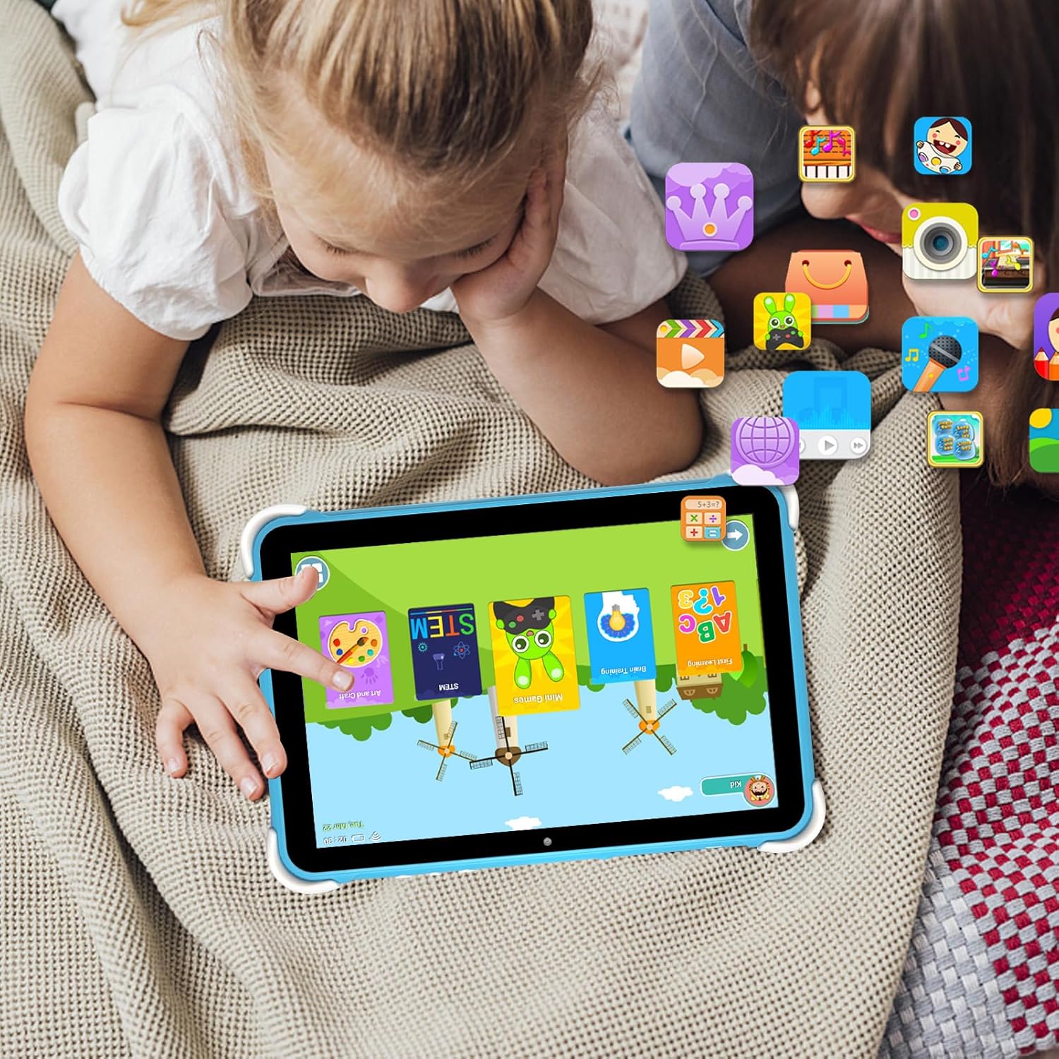 Kids Tablet 10 Inch,Tablet for Kids Android 14,3GB+64GB,8-Core CPU,2.4/5G WiFi WiFi 6,12H Battery Life,Parental Control,1280x800 HD Display,Dual Cameras,Shockproof Case,Pre-Installed Educational Apps - Image 3