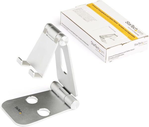 StarTech.com Phone and Tablet Stand - Foldable Universal Mobile Device Holder for Smartphones & Tablets Adjustable Multi-Angle Ergonomic Cell Phone Stand for Desk Portable, 4in to 13in (USPTLSTND) - Image 5
