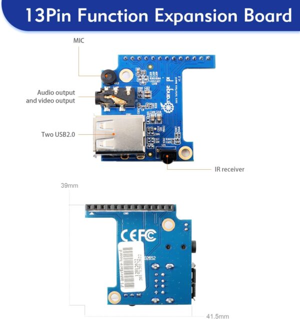 Zero 3 4GB LPDDR4 Allwinner H618 Quad-Core 64 Bit Single Board Computer with 16MB SPI Flash,Support WiFi BT5.0, Development Board Computer Run Android 12 TV/Ubuntu(4G+Expansion Board+Power) - Image 7